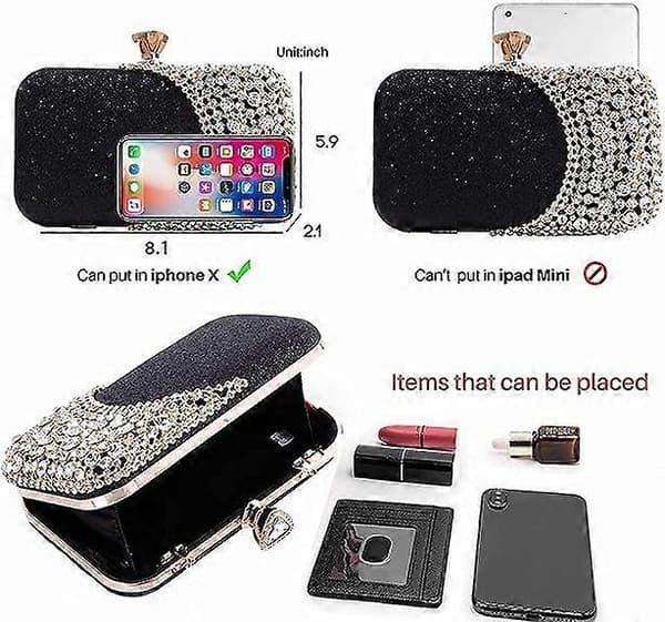 Kvinnors strass aftonväskor glittrande kristallväska clutch bröllop brudfest bal handväska