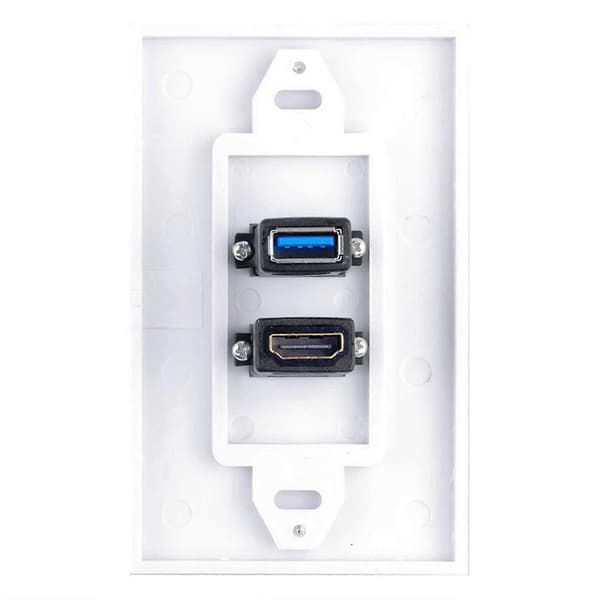 4x 2-port +USB 3.0 Vegguttak Panel Uttak Forlenger Hvit