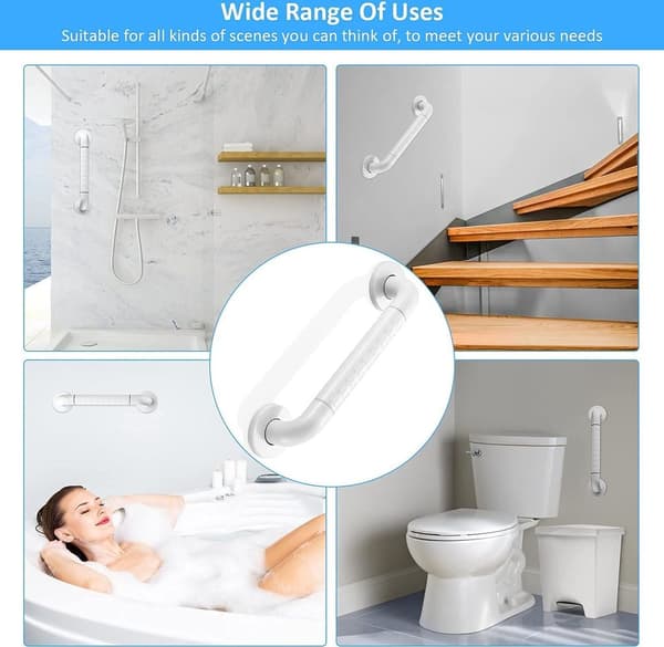 Non-slip support handle for bathroom and shower, wall-mounted safety handle, white - 30 cm