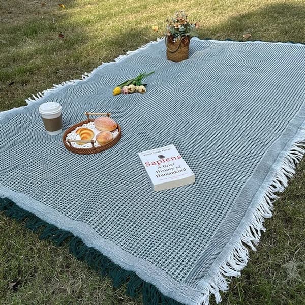 90 x 180 cm Vaskbart Picnictæppe Camping Picnictæppe Strandtæppe Varmeisoleret Sandtæt (Grøn)