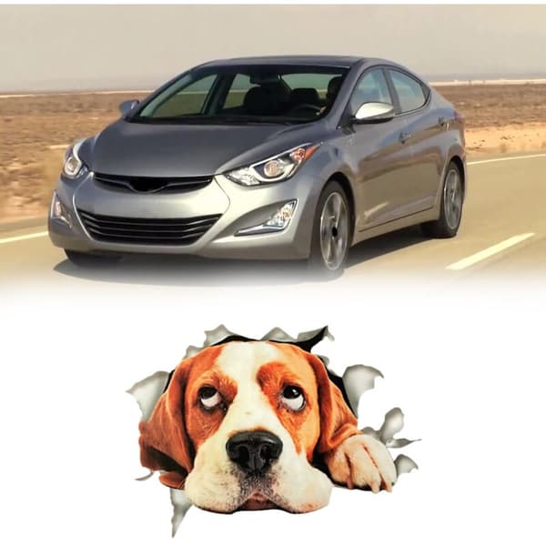 3D Cute Puppy Side Car Stickers Reflective Broken Body Paste Scratch Painting Contribution Cartoon Simulation Wall Window Sticker