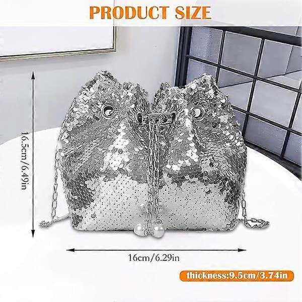 Rhinestone Aftenclutch Sølv Sort Dame Aftenclutch Skinnende Kædetaske Argento Argento Argento