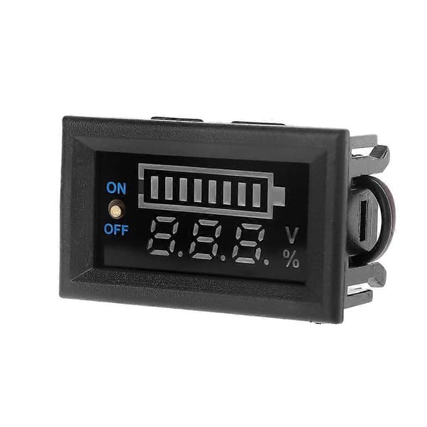 12V Voltmeter Spenningsmåler Blybatteri Kapasitetsindikator med Bryter