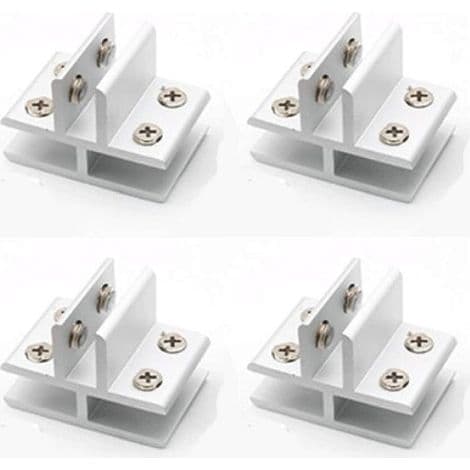 Sæt med 4 T-formede glasklemmer til 3 sidepaneler, brusere, borde, 10-12 mm klemmer
