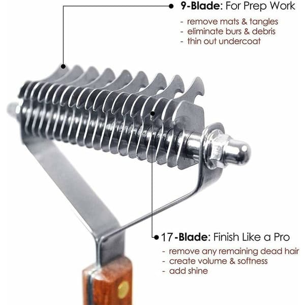 Fur Undercoat Rake Dog Dematting Comb Pet Grooming Brush Tool Shedding 17+9 Double Sided Teeth Undercoat Rake (DOUBLE)