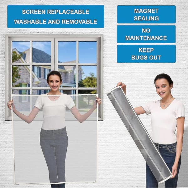 100 x 120 cm, Magnetic Mosquito Net Frame, Window, White, No Drilling Required, Flame Retardant and Waterproof