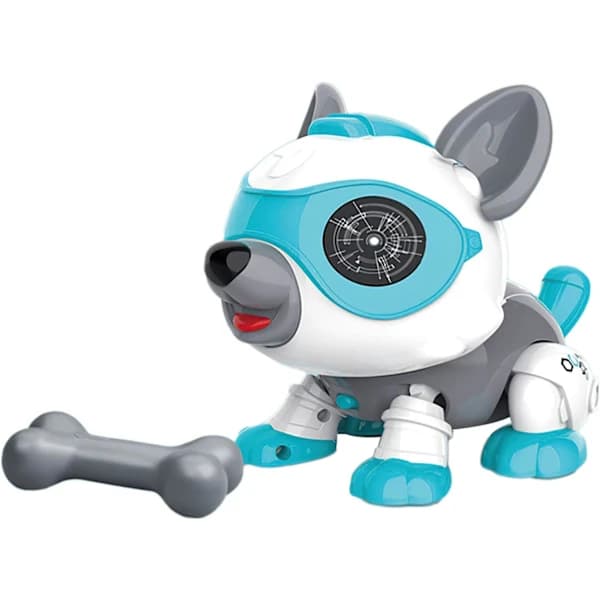 Robot Dog Toy, Kids Smart, Electronic Pet Puppy with Bone, Eating, Yawning, Music Multiple Function Modes, Voice Sensor, Touch Sensor, (Blue)