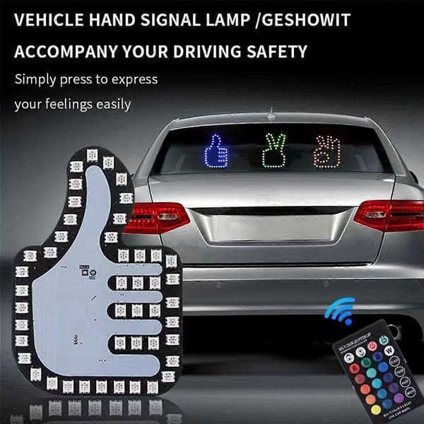 Universal Funny Bilfinger Lamp with Remote Control Good Gesture Lamp Glow Panel Sticker for Car Window Decorative