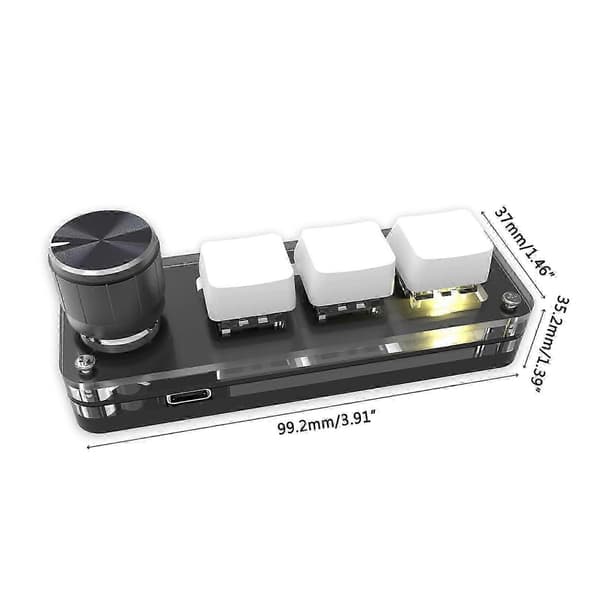 RGB 3-key Macro Keyboard with Custom Knob for Copy/Paste (Mini Keypad)