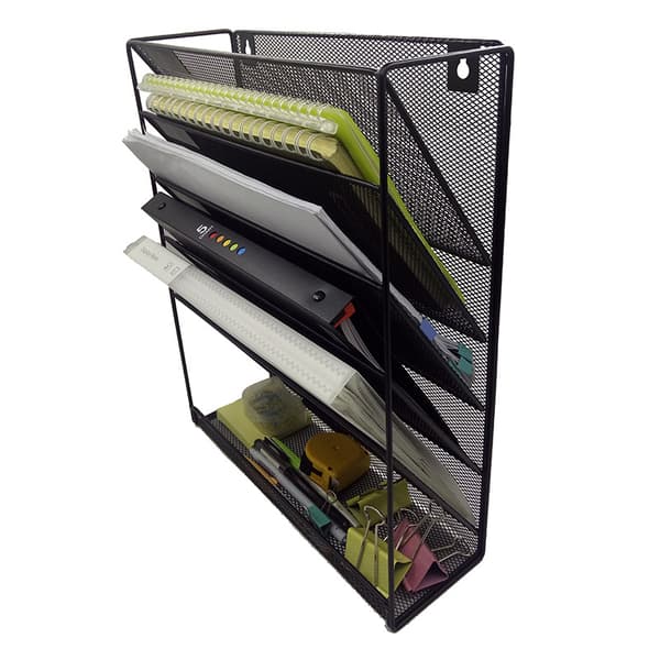 Simple Home Goods 6-lags vægmonteret arkivbakke-organizer, sort