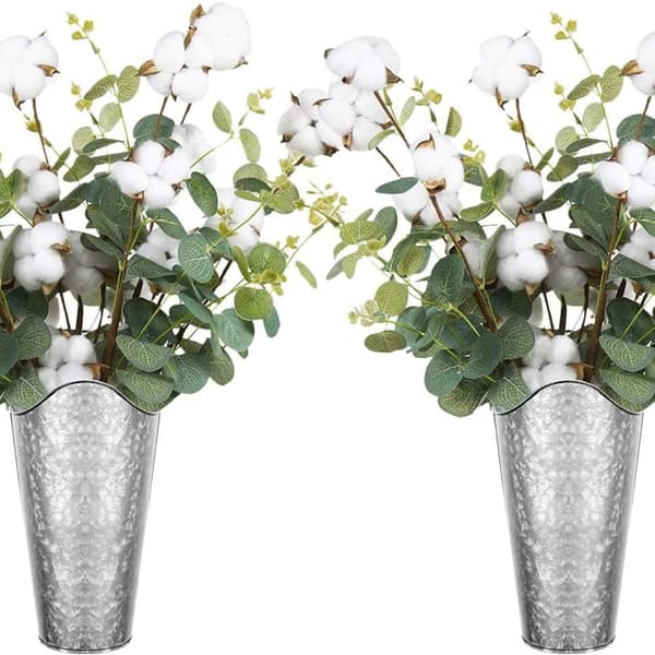 Galvanized Wall Planters, 2 Set Metal Hanging Vases for Rustic Farmhouse Wall Decor KLB