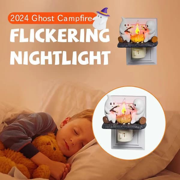 Cute Ghost Flashing Night Light LED Night Light Halloween Decoration Creative Gift 1pc Plug-in Night Light Ornament A A