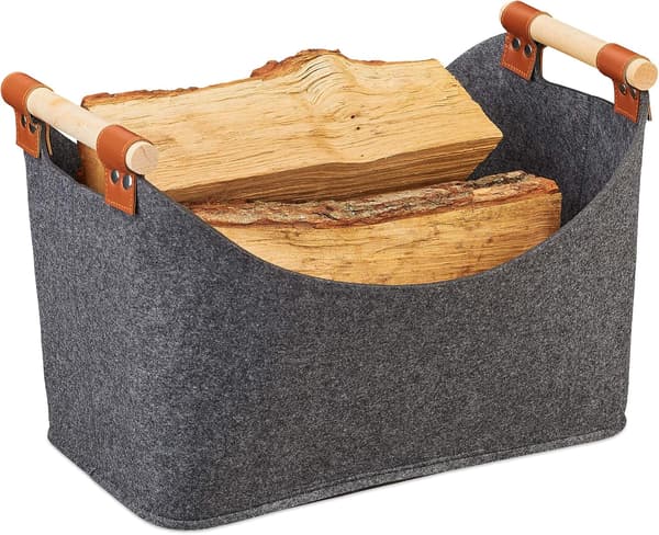 Filt taske, opbevaringskurv, sammenklappelig, kasse med håndtag, mørkegrå 34*22*22cm