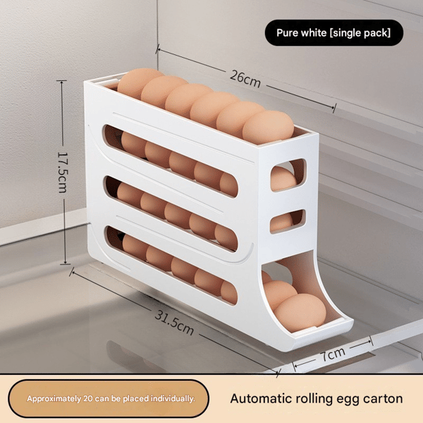4-lags eggebeholder for kjøleskap, eggdispenser, eggholder, eggoppbevaring for 30 egg 150