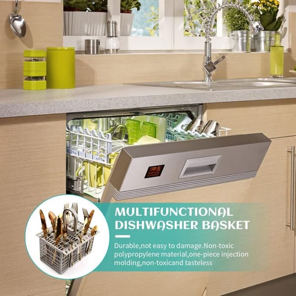 Universal Dishwasher Cutlery Basket with Detachable Handle for Hotpoint Indesit Whirlpool Grey