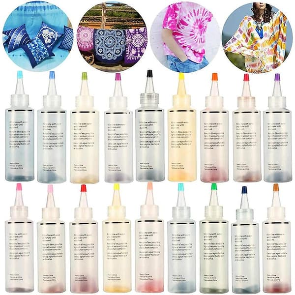 18 st Tie Dye Kit Tyg Textil Permanent Färg Pigment för Kläder Multicolour Multicolour
