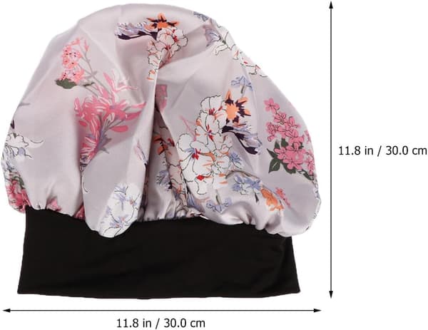 Sovehætte til krøllet hår af polyester med kreativt blomstermønster åndbar makeuphætte og nathue til kvinder til hårbeskyttelse til vask -
