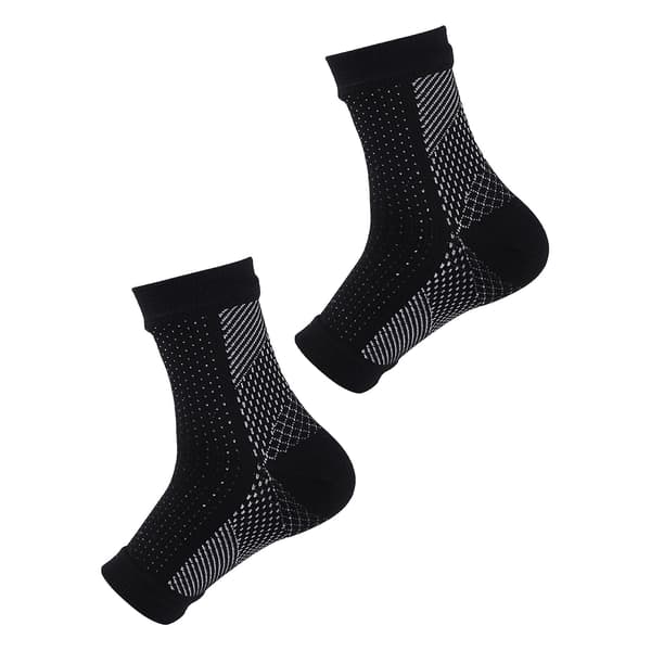 1 par elastiske kompresjonsstrømper for ankelbeskyttelse, sykkelstrømper, løpestrømper, ankelstøtte, svart, L/XL