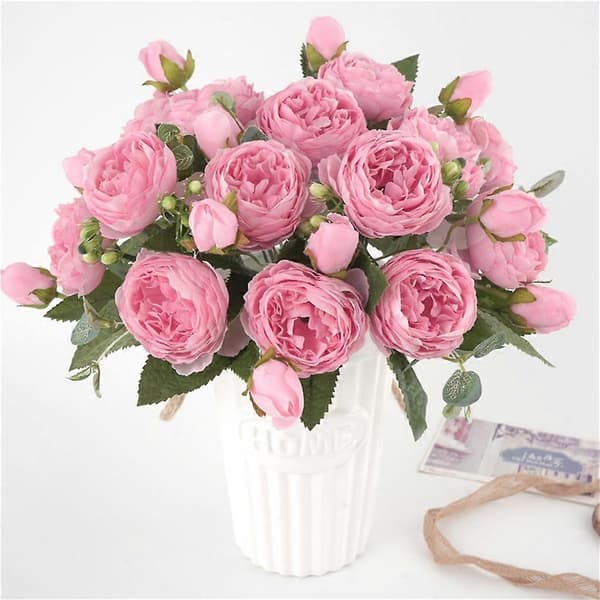 Kunstig Buket Pæonblomster Bryllupsdekoration Som Ægte Blomst Lys Pink