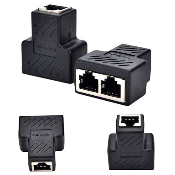 1 til 2 LAN Ethernet Nettverkskabel RJ45 Splitter Pluggadapter