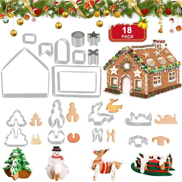 Jul 3D Rostfritt Stål Kakform Set 18 st KLB