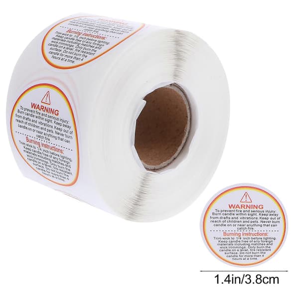 500 Pcs Candle Warning Labels, Removable Safety Stickers for Candle Jars