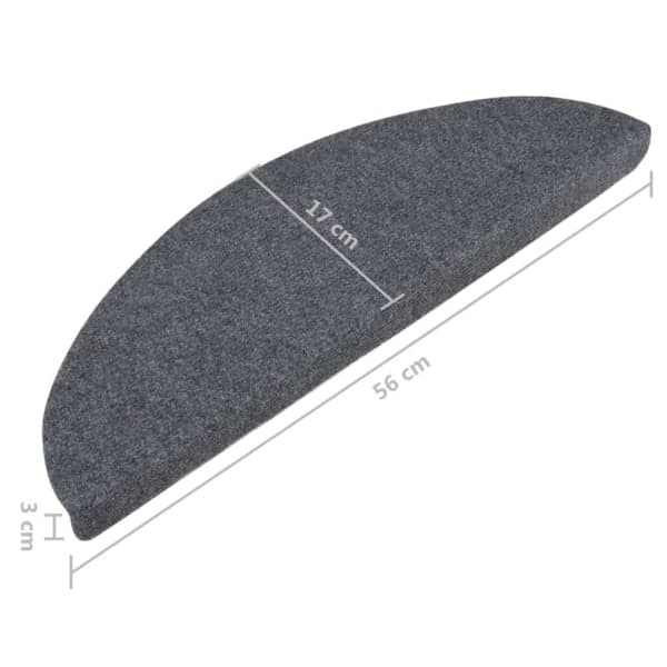 vidaXL Selvklebende trappetrinnmatter 15 stk 56x17x3 cm Grå