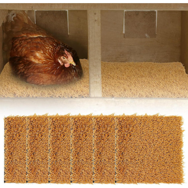 Washable Artificial Grass Nesting Pads 6 Pcs, Chicken Coop Bedding for Laying Hens Egg Box