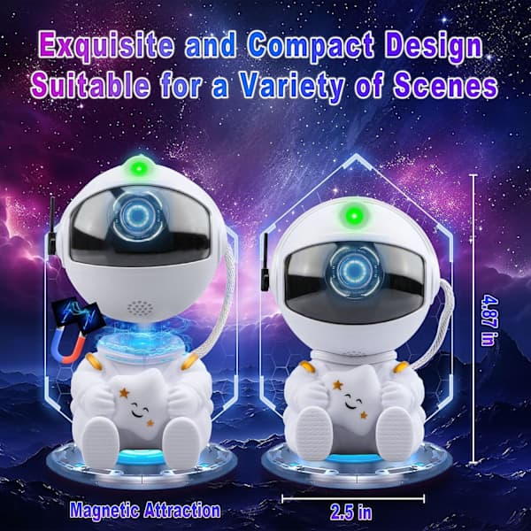 Astronaut Star Projector Night Light with Remote Control and Timer for Bedroom and Game Room White White
