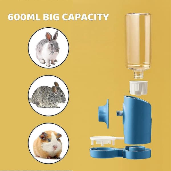 Rabbit Water Bottle, 600ml Hanging Automatic Gravity Flow Water Dispenser for Rabbit Chinchilla Guinea Pig Ferrets Blue Blue