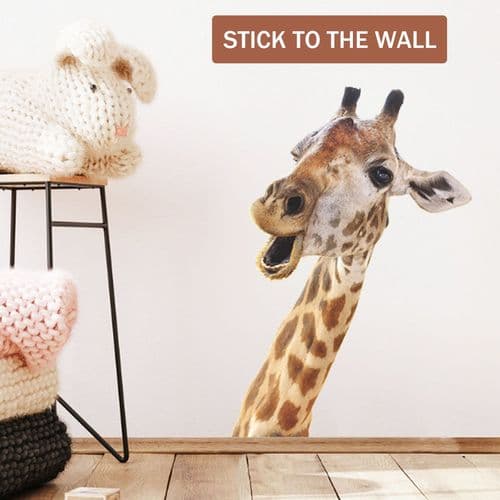 Funny Wall Decal, Giraffe, Window Decal, Cute Animal Decal, Realistic