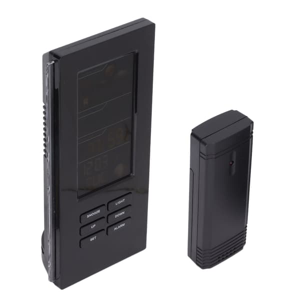 Trådløs vejrstation Digital hygrometertermometer med LED-display til hjemmekontor US-stik 120V Sort