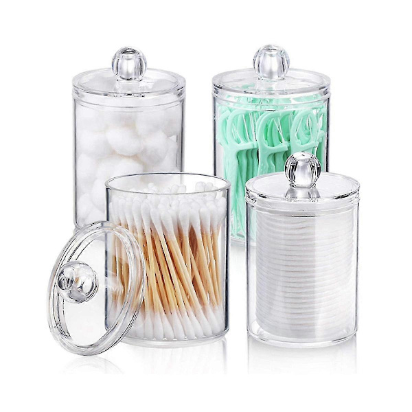 4-pack Container Dispenser, 10 Oz Clear Plastic Jar Container for Organizer Storage - Bathroom Accessories