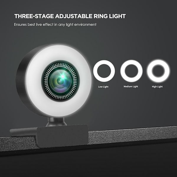 Full HD 4K webcam computer webcam videokamera indbygget ringlys webcam