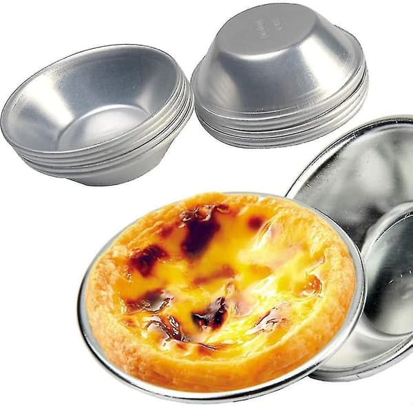 Egg Tart Molds, 20 Pcs Thick Tin Egg Tart Molds, Reusable Non-Stick Cake-like Egg Tarts