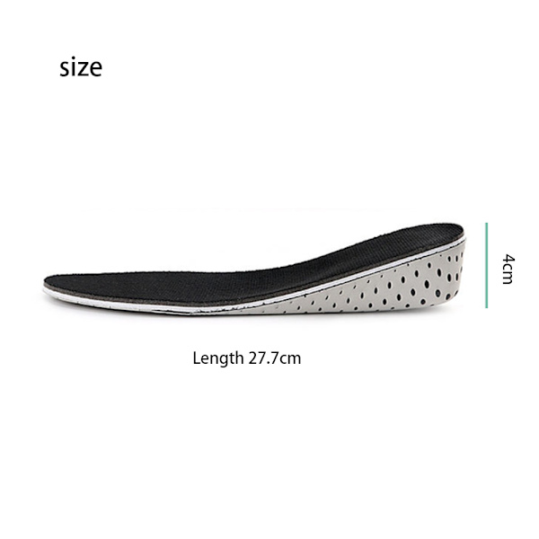 Højde Indersål - Åndbar - Sort - 4cm - 1 Par