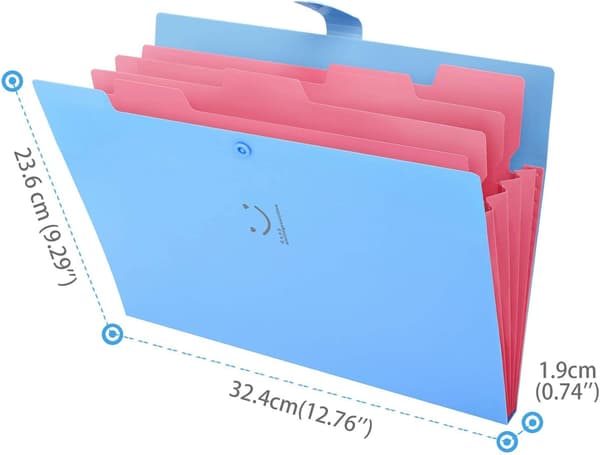 Expandermappe Pung Dokument A4 Lommemapper med Spænde til Kontor, Mappe med 5 Lommer