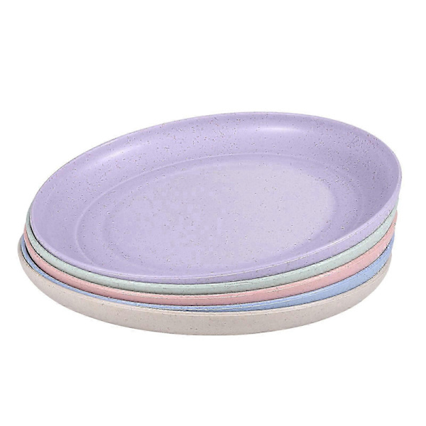 Yardwe 5 pcs Wheat Straw Plates Unbreakable Lightweight Dinner Plates Reusable Sturdy Dinnerware Set for Home Kitchen