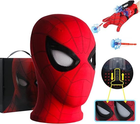 Mascara Spiderman Hodeplagg Cosplay Flyttende Øyne Elektronisk Maske Spider Man 1:1 Hakekontroll Elastiske Leker For Voksne Barn Gave