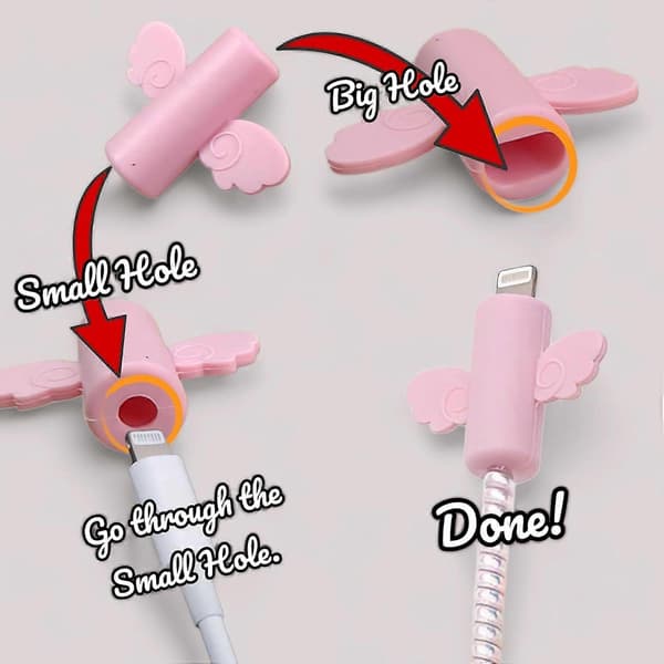 Cable Protector for iPhone Charger, Silicone Charger Protector Set - Cute Cable Protector Silicone Charger Case for 18W/20W iPhone Charger, Pink Heart Bla