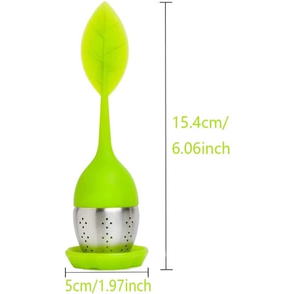 2 stk silikon teinfuser, teinfuser, tesil, med silikonhåndtak, moderne bladform, for tesiling