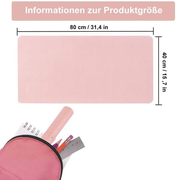 Skrivebordsunderlag Dobbeltsidig 80*40cm PU Skrivebordsunderlag Rosa + Sølv