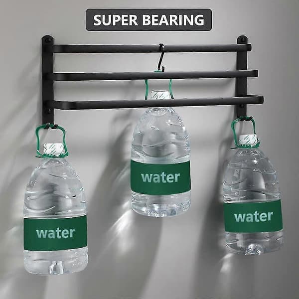 Waterproof Black Towel Rack - 3-Tier Wall Mounted With Hooks - 30cm