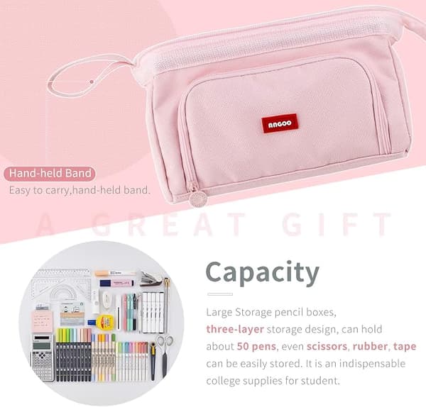 Pencil Case Large Capacity Pen Bag Handheld Pencil Pouch Cosmetic