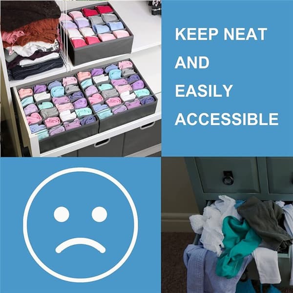 Storage Boxes for Socks and Small Accessories, 24 Foldable Drawer Cabinet and Drawer Control System for Socks