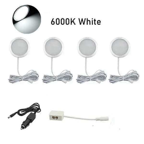4 stk Bobil Interiørbelysning Lamper Van Båt Belysning LED 12V Camping Interiørlampe [DB] Hvit White