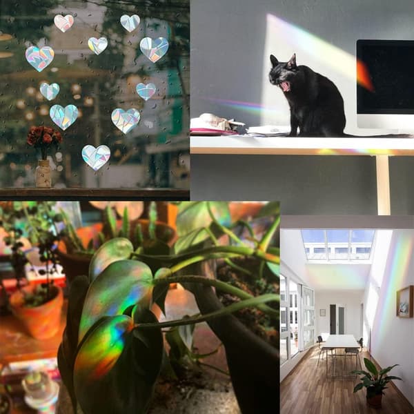 Rainbow Prism Window Decals, 10 Static Rainbow Glass Decals, Anti-Collision Window Decals, Rainbow Prism Electro