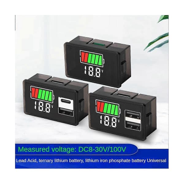 Batteriladingsnivåindikator Litiumbatterikapasitetsmåler Testdisplay LED-tester Voltmeter, USA