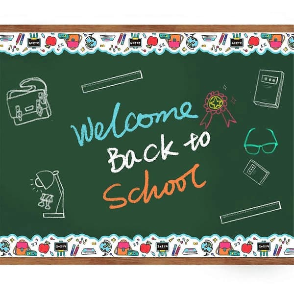 Back to School Bulletin Board Border Self-Adhesive Wavy Edging Sticker 20.7m for School Classroom Decor White