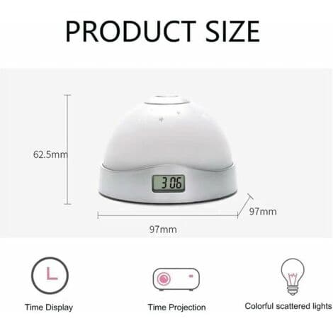 Ensoleille – LED Ceiling Projection Alarm Clock – Red Projection on Ceiling – Battery Powered – Snooze Function (3 times) – For Bedroom and (FMY)